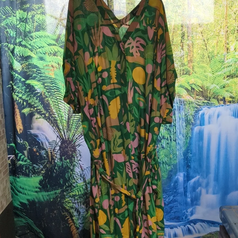 Monkl Jungle Tropical Caftan Vacation Dress New M/L Large - Picture 3 of 6